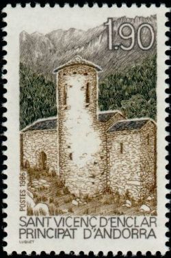 timbre Andorre N° 354 légende : Sainte-Vicente d'Enclar