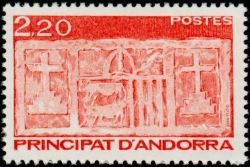 timbre Andorre N° 357 légende : Ecu primitif des Vallées