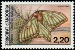 timbre Andorre N° 362 légende : Papillon de nuit