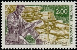 timbre Andorre N° 364 légende : Tourisme actif : La randonnée pédestre