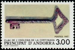 timbre Andorre N° 365 légende : Clef de l'église de la Cortinada