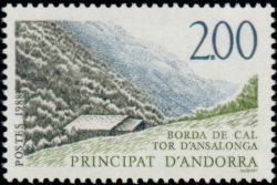 timbre Andorre N° 372 légende : Métairie dite ''Tor d'Ansalonga''