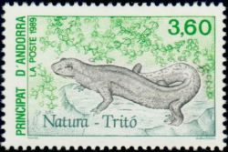 timbre Andorre N° 383 légende : Triton