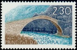 timbre Andorre N° 385 légende : Le pont de la Margineda