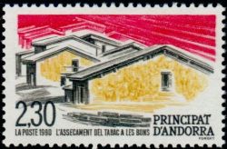 timbre Andorre N° 395 légende : Le séchage du tabac à Les Bons