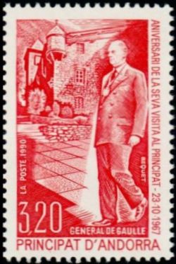 timbre Andorre N° 399 légende : Hommage au général de Gaulle