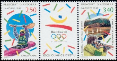 timbre Andorre N° 419A légende : Jeu0 olympiques d'été à Barcelone