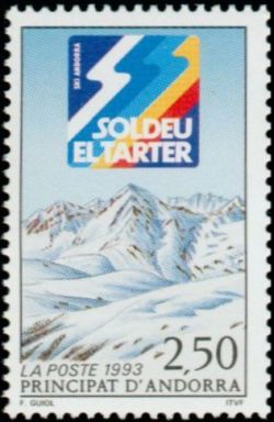 timbre Andorre N° 425 légende : Station de ski andorranes