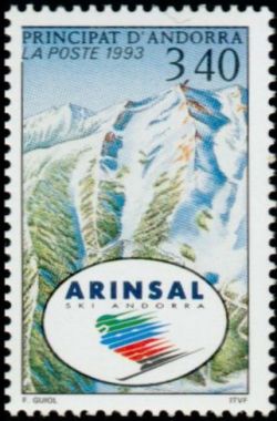 timbre Andorre N° 426 légende : Station de ski andorranes