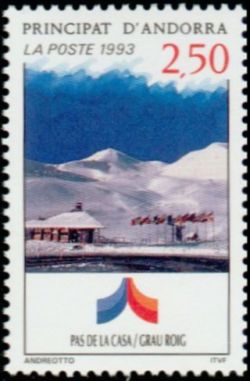 timbre Andorre N° 427 légende : Station de ski andorranes