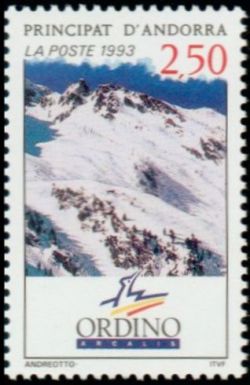 timbre Andorre N° 428 légende : Station de ski andorranes