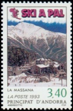 timbre Andorre N° 429 légende : Station de ski andorranes