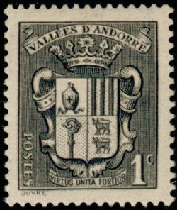 timbre Andorre N° 47 légende : Armoiries