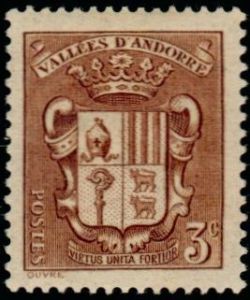 timbre Andorre N° 49 légende : Armoiries