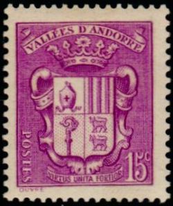 timbre Andorre N° 52 légende : Armoiries