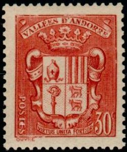 timbre Andorre N° 54 légende : Armoiries