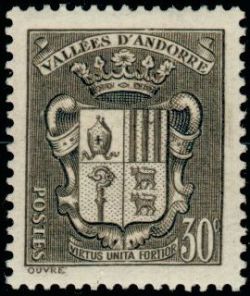 timbre Andorre N° 55 légende : Armoiries