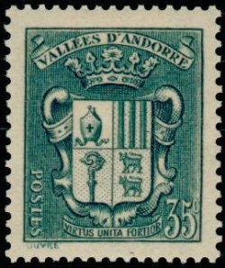 timbre Andorre N° 56 légende : Armoiries