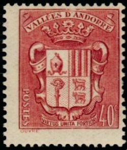 timbre Andorre N° 57 légende : Armoiries