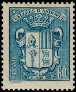 timbre Andorre N° 59 légende : Armoiries