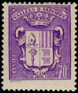 timbre Andorre N° 60 légende : Armoiries