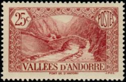 timbre Andorre N° 61 légende : Pont de Saint-Antoine à La Massana