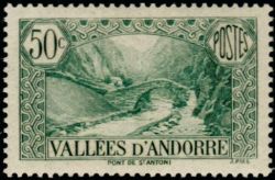 timbre Andorre N° 65 légende : Pont de Saint-Antoine à La Massana