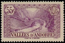 timbre Andorre N° 66 légende : Pont de Saint-Antoine à La Massana