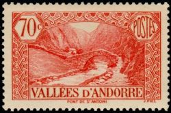 timbre Andorre N° 69 légende : Pont de Saint-Antoine à La Massana