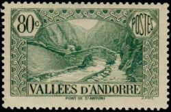 timbre Andorre N° 71 légende : Pont de Saint-Antoine à La Massana