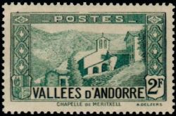 timbre Andorre N° 82 légende : Chapelle de Notre-Dame de Merit0ell