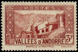 timbre Andorre N° 88 légende : Chapelle de Notre-Dame de Merit0ell