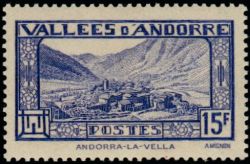 timbre Andorre N° 91 légende : Andorre la Vieille