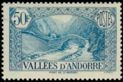 timbre Andorre N° 92 légende : Pont de Saint-Antoine à La Massana