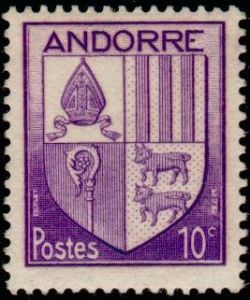 timbre Andorre N° 93 légende : Armoiries
