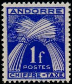 timbre Andorre Taxe 24 légende : Gerbe légende ''CHIFFRE-TAXE''