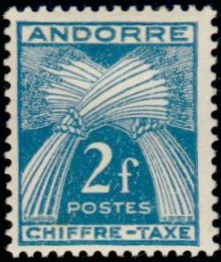 timbre Andorre Taxe 26 légende : Gerbe légende ''CHIFFRE-TAXE''