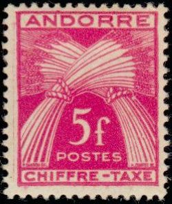 timbre Andorre Taxe 29 légende : Gerbe légende ''CHIFFRE-TAXE''