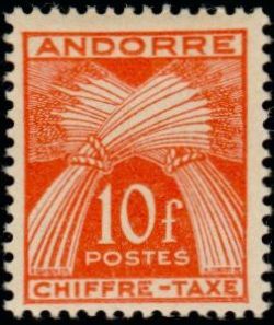 timbre Andorre Taxe 30 légende : Gerbe légende ''CHIFFRE-TAXE''