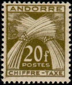 timbre Andorre Taxe 31 légende : Gerbe légende ''CHIFFRE-TAXE''