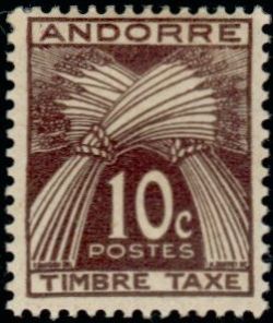 timbre Andorre Taxe 32 légende : Gerbe légende ''TIMBRE-TAXE''
