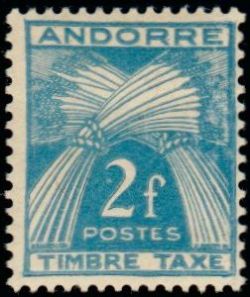 timbre Andorre Taxe 34 légende : Gerbe légende ''TIMBRE-TAXE''