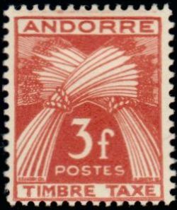 timbre Andorre Taxe 35 légende : Gerbe légende ''TIMBRE-TAXE''