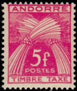 timbre Andorre Taxe 37 légende : Gerbe légende ''TIMBRE-TAXE''