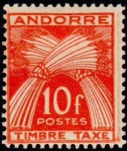 timbre Andorre Taxe 38 légende : Gerbe légende ''TIMBRE-TAXE''