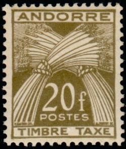 timbre Andorre Taxe 39 légende : Gerbe légende ''TIMBRE-TAXE''