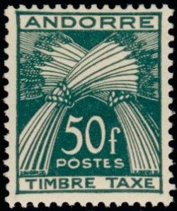 timbre Andorre Taxe 40 légende : Gerbe légende ''TIMBRE-TAXE''