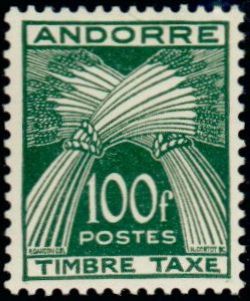 timbre Andorre Taxe 41 légende : Gerbe légende ''TIMBRE-TAXE''