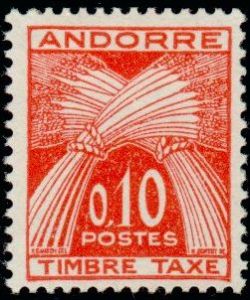  Gerbe légende ''TIMBRE-TAXE'' (valeur en nouveau franc) 