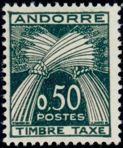 timbre Andorre Taxe 45 légende : Gerbe légende ''TIMBRE-TAXE'' (valeur en nouveau franc)